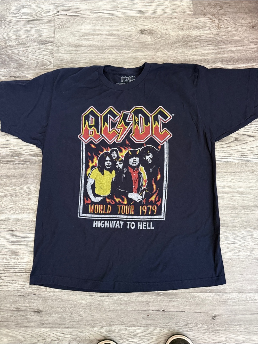 AC/DC Black Tee with Red, Yellow and White Tour Graphic